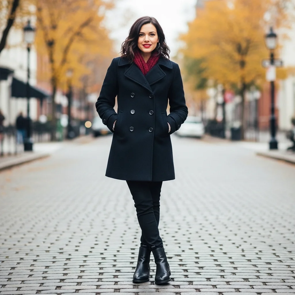 Pea Coat and Chelsea Boots