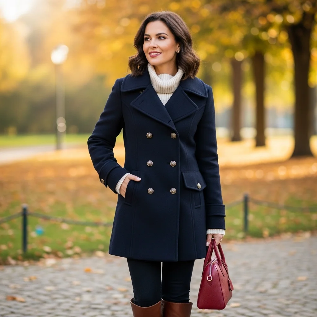 Pea Coat and Turtleneck Combo