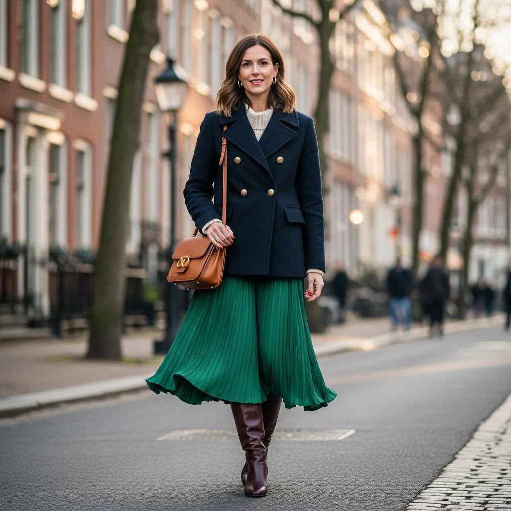Pea Coat and a Midi Skirt