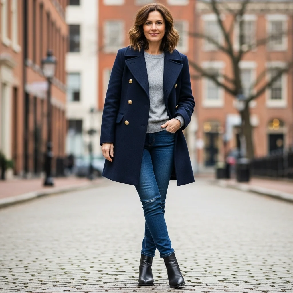 Pea Coat with Skinny Jeans