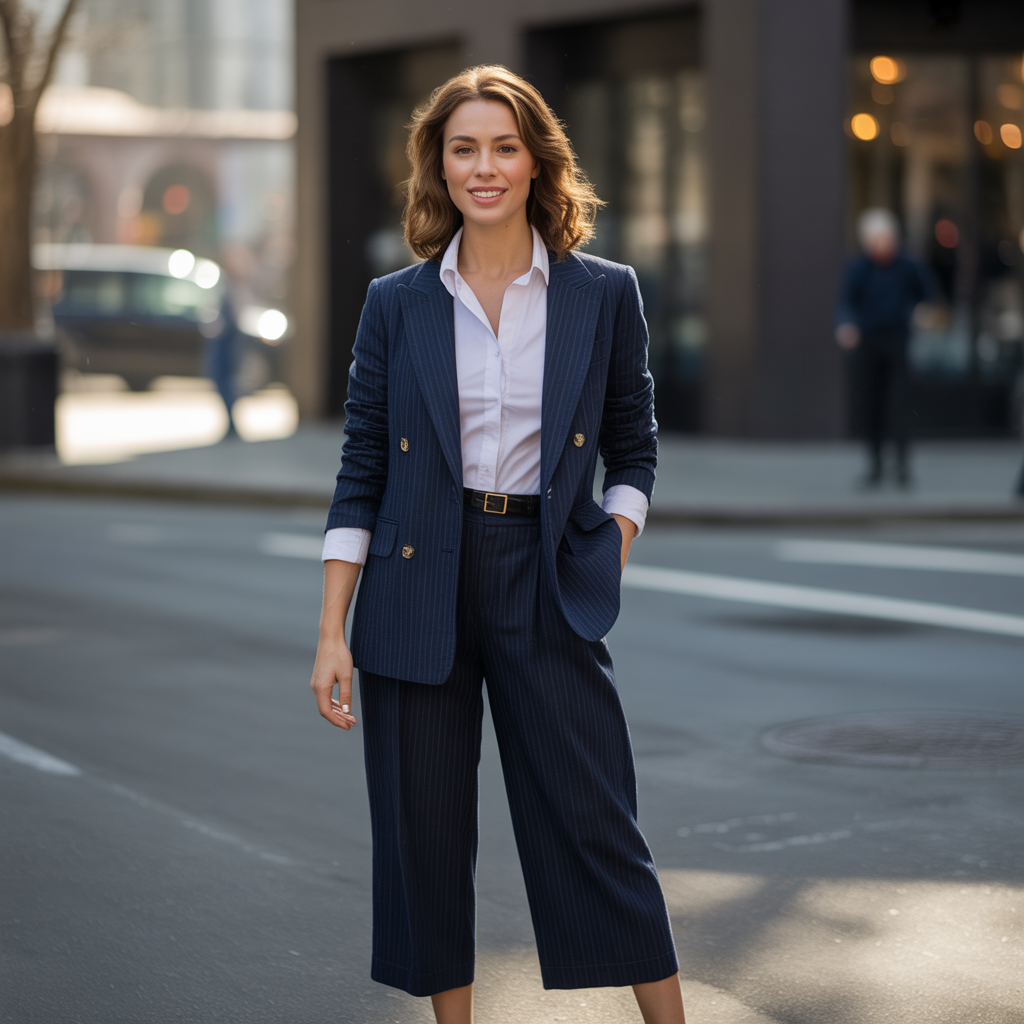 Pinstripe Blazer with Culottes