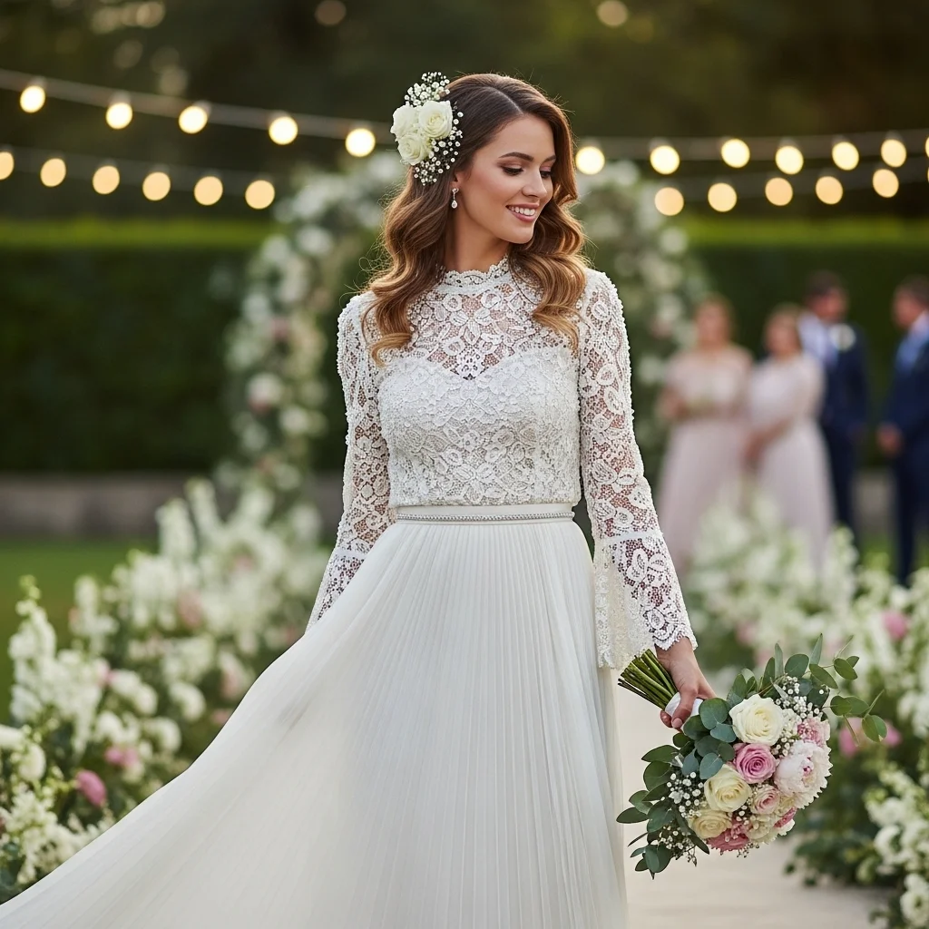 Pleated Skirt with Blouse