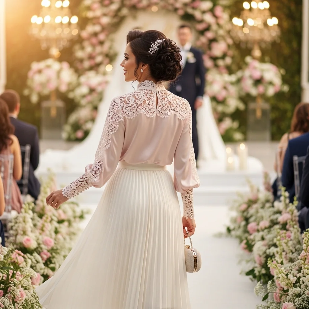 Pleated Skirt with a Blouse