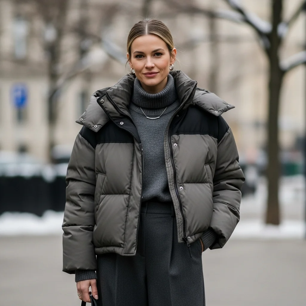 Puffer Jacket with Monochrome Outfit