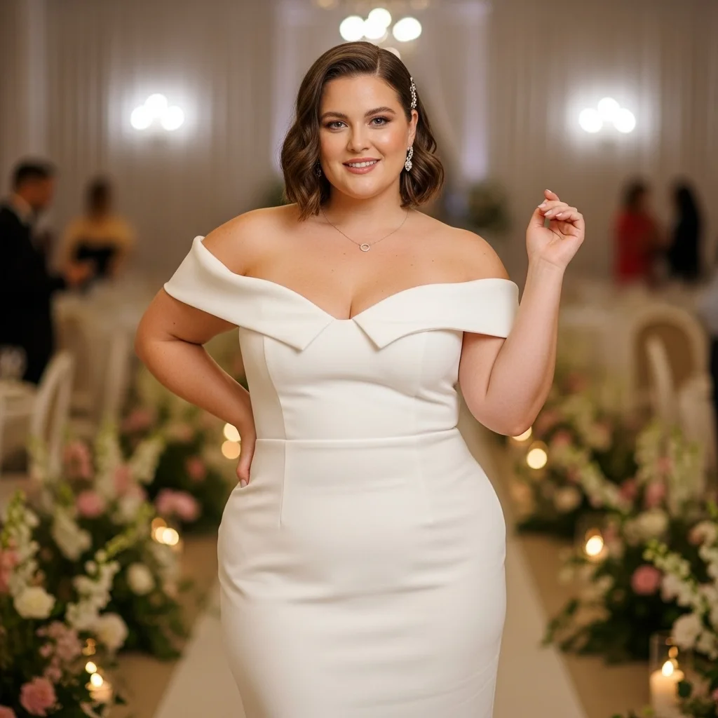 Sculptural Off-the-Shoulder Orchid Midi