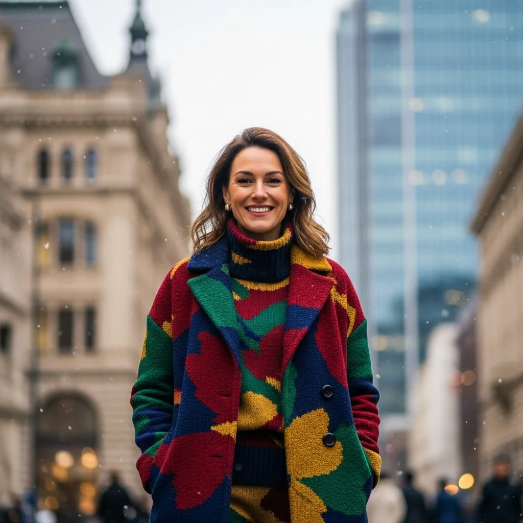 Statement Coat with a Matching Knit Set