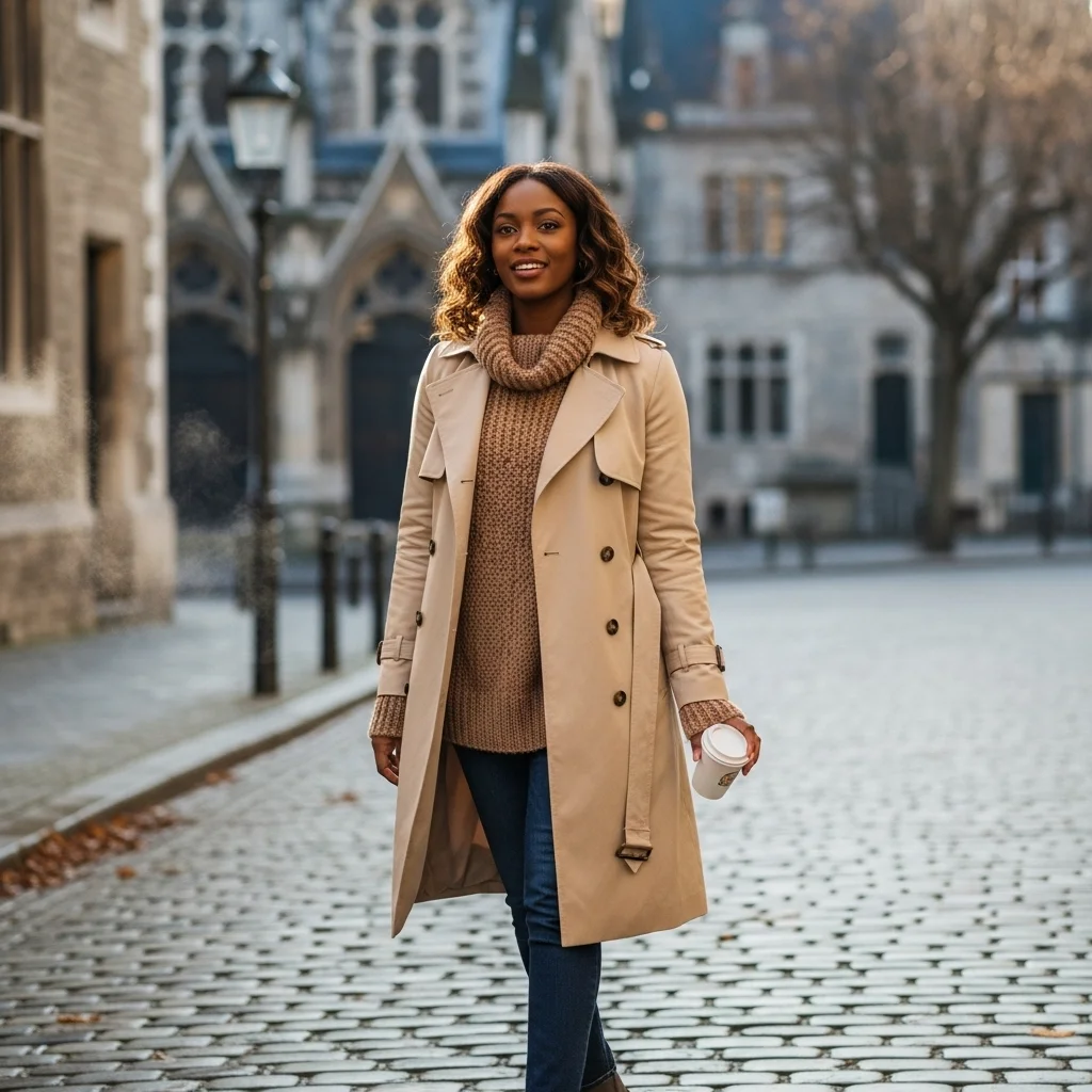 Trench Coat with Cozy Layers