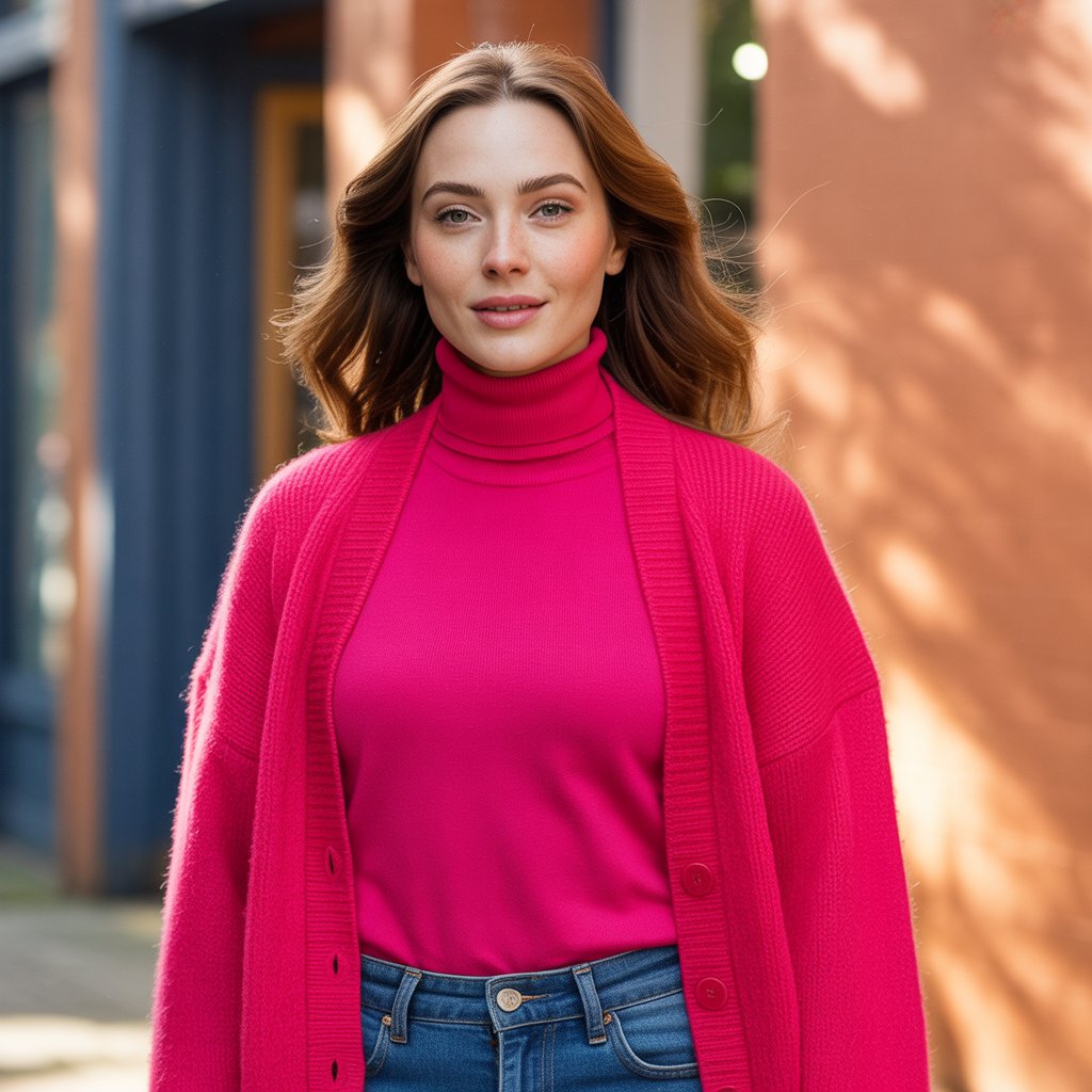 Turtleneck and Cardigan Combination