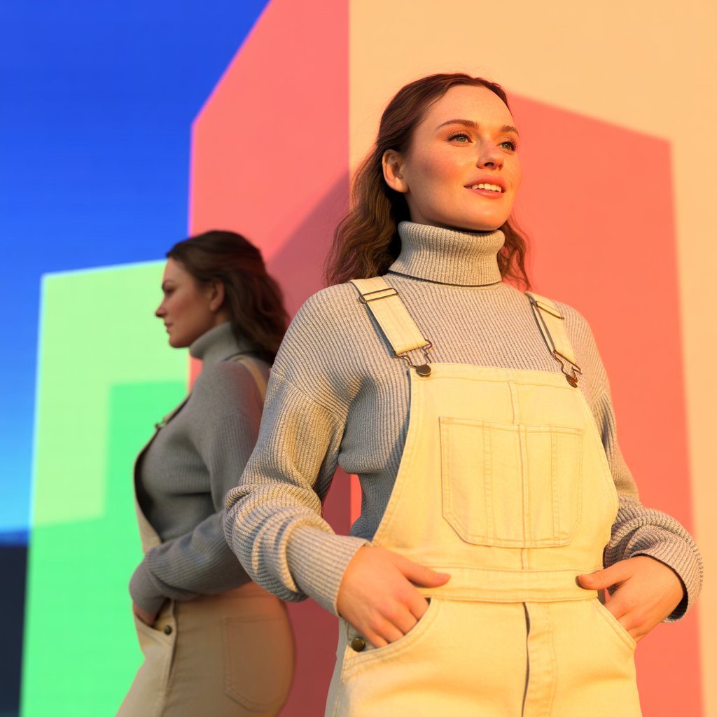 Turtleneck and Overalls Pairing