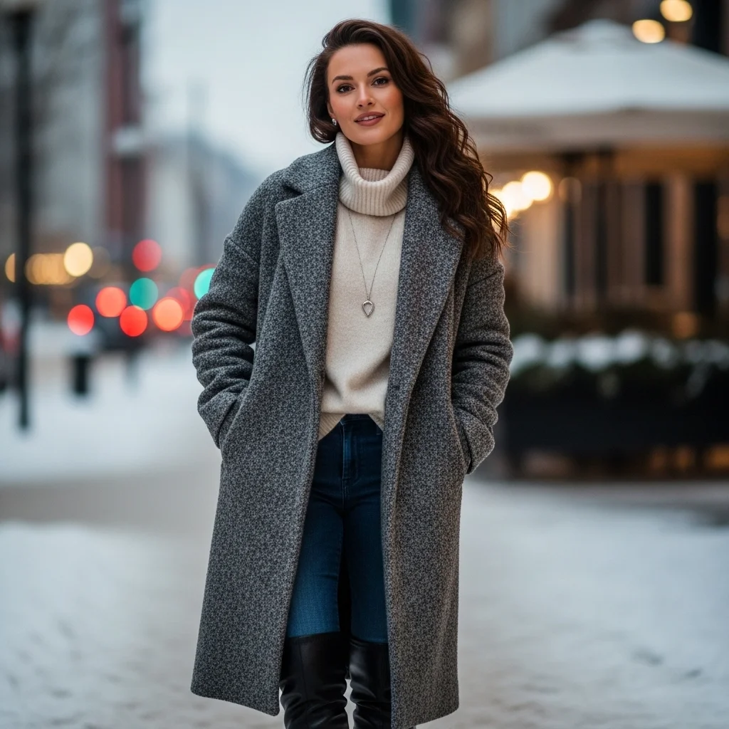 Wool Coat and Turtleneck Look