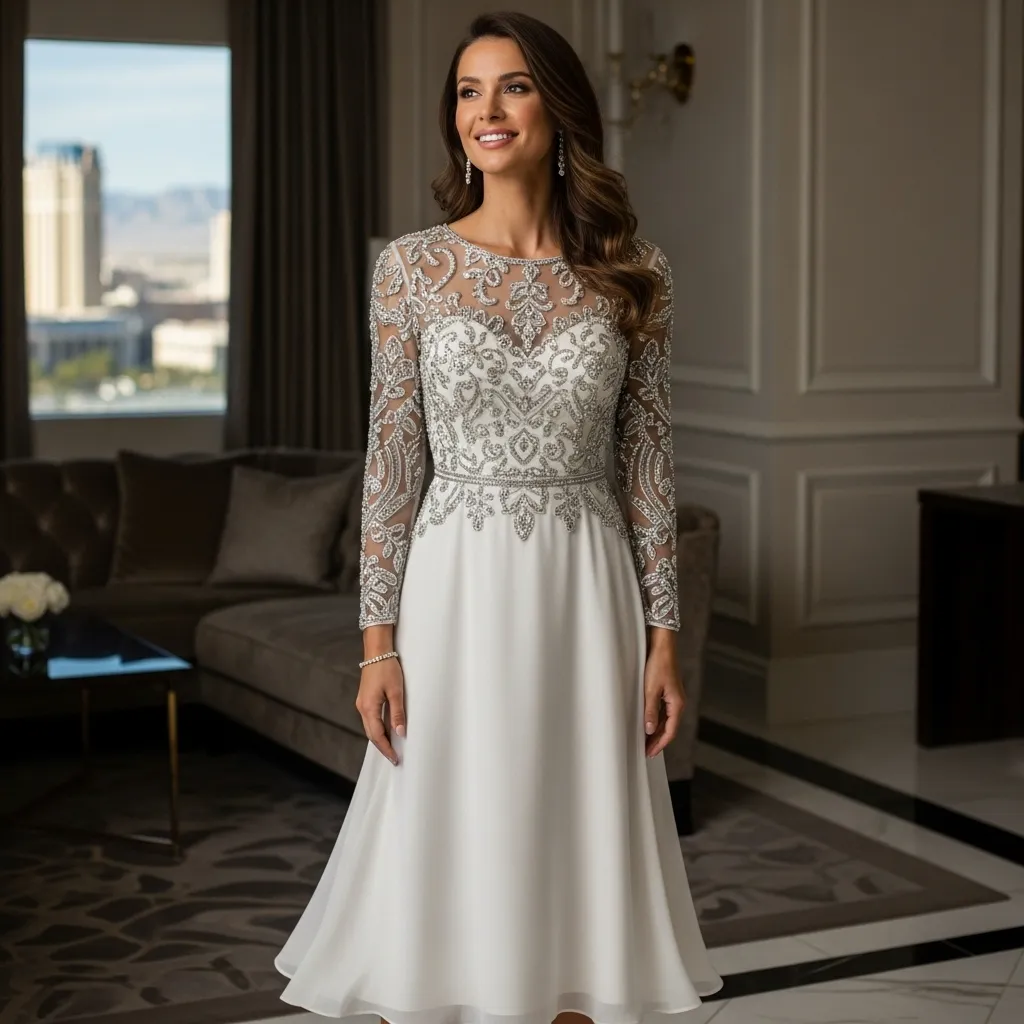 Beaded Illusion Midi Dress