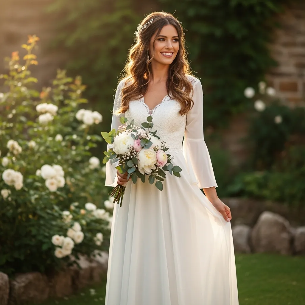 Bell Sleeve Chiffon Maxi Dress