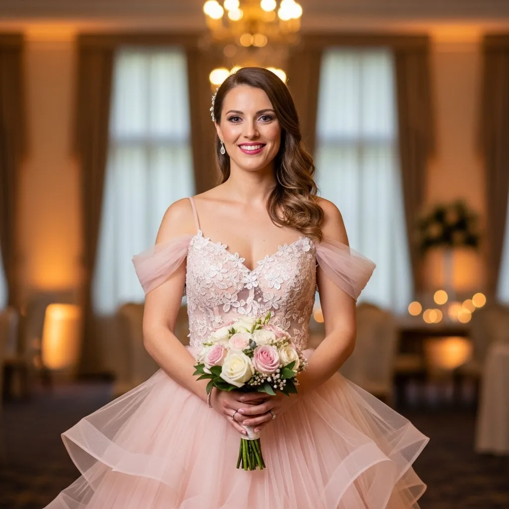 Blush Pink Tulle Reception Gown
