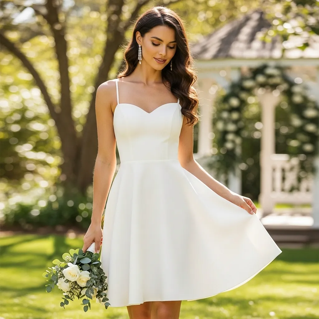 Crepe Fit-and-Flare Short Gown