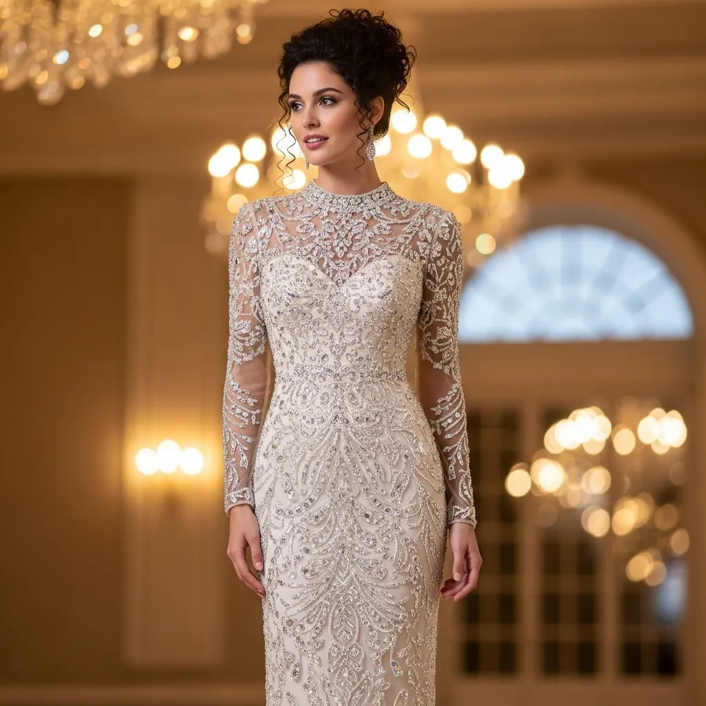Crystal-Embellished Sheath Dress