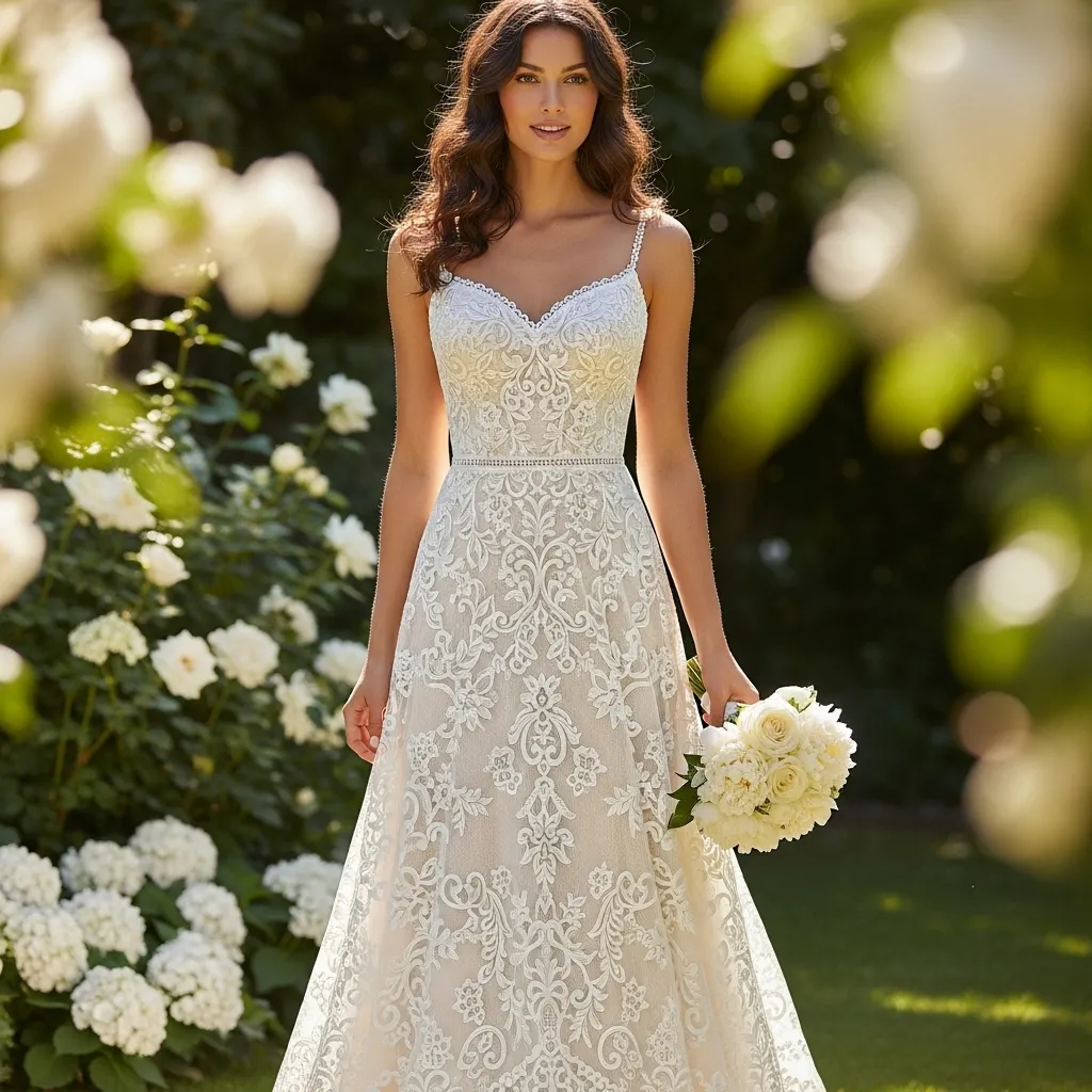 Delicate Chantilly Lace A-Line Dress