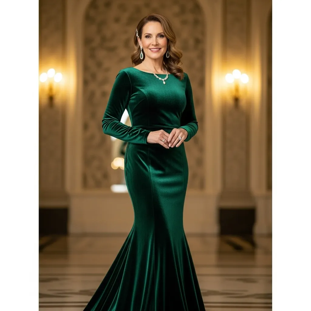 Emerald Green Velvet Mermaid Dress