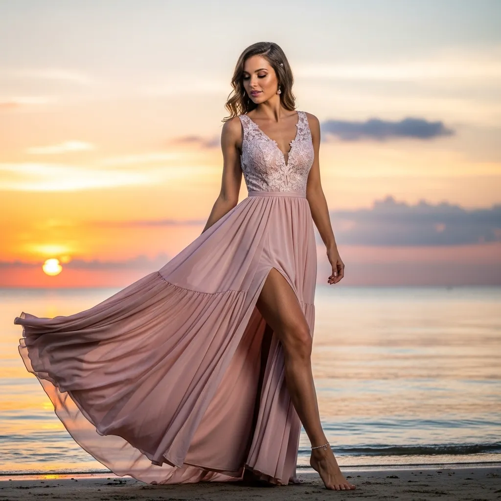 Flowing Chiffon Maxi Dress with a High Slit