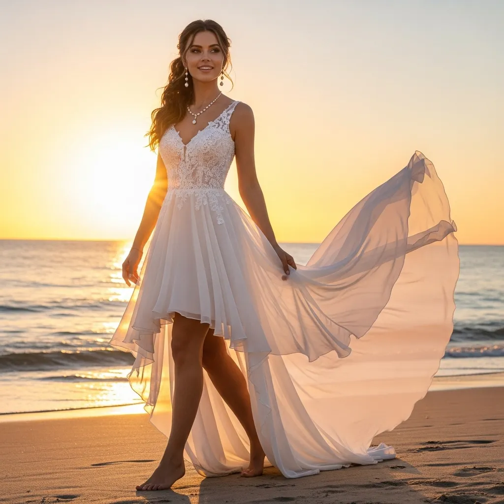 High-Low Hem Chiffon Short Dress