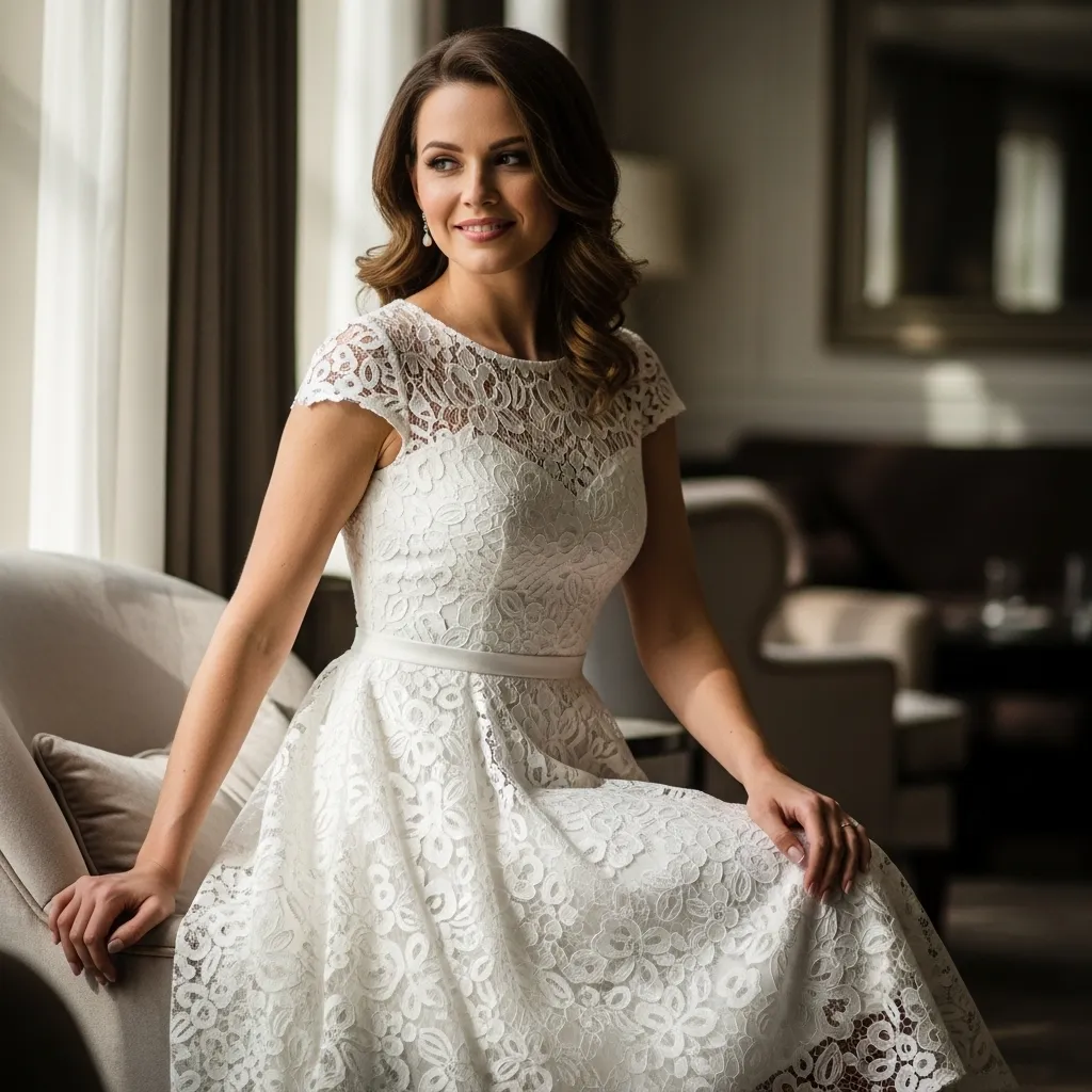 Lace Tea-Length A-Line Dress