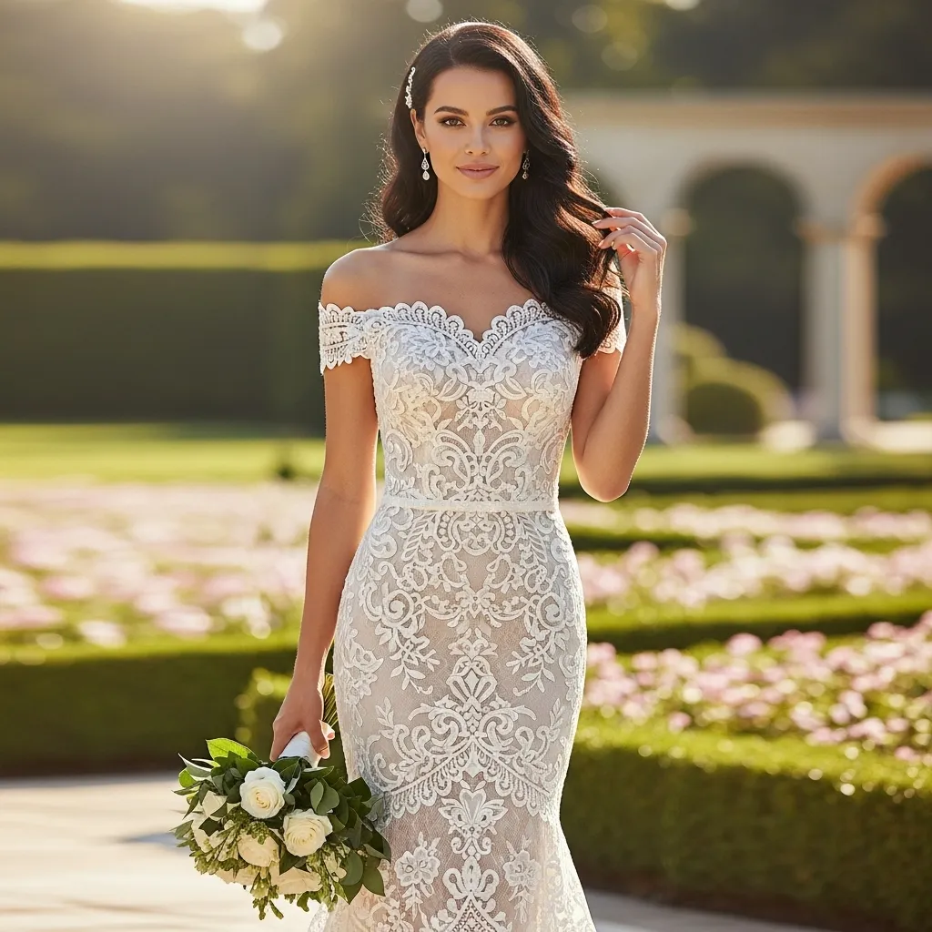 Off-the-Shoulder Lace Sheath Dress