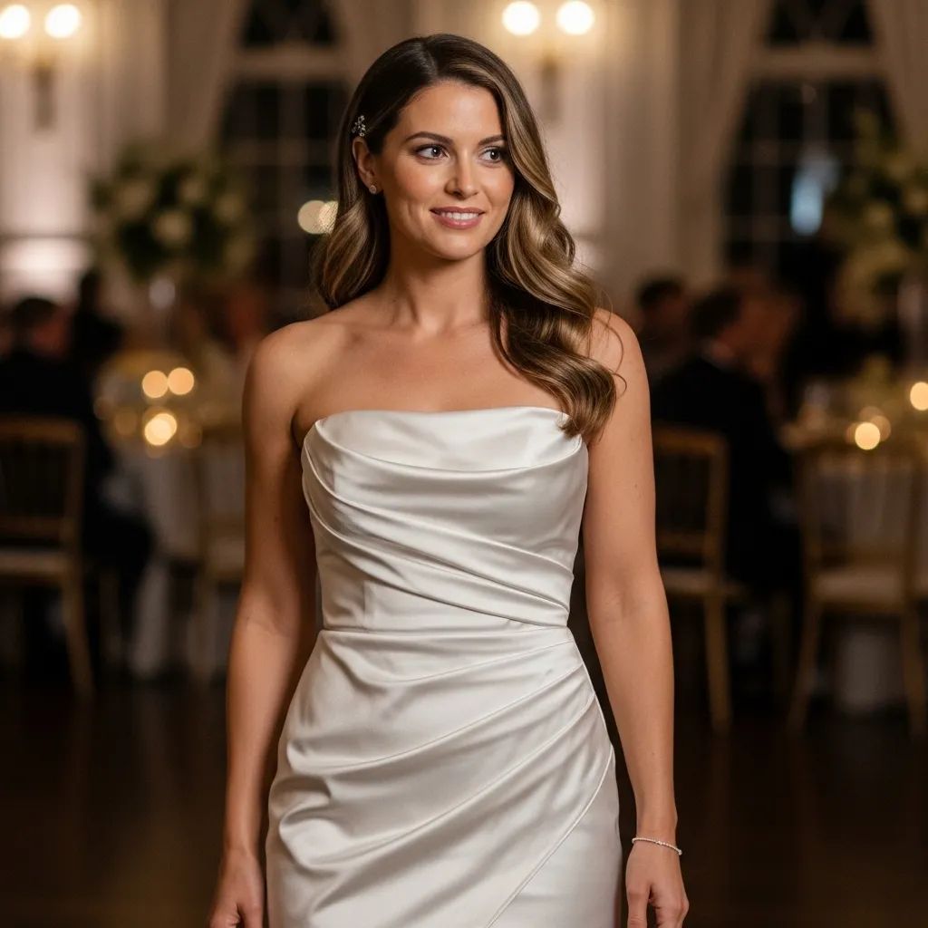 Strapless Satin-Crepe Mini with Soft Draping