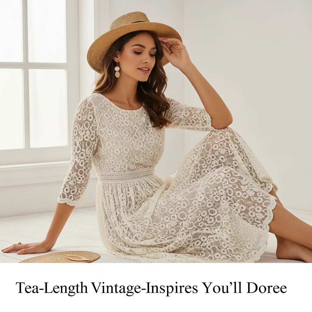 Tea-Length Vintage-Inspired Lace Dress