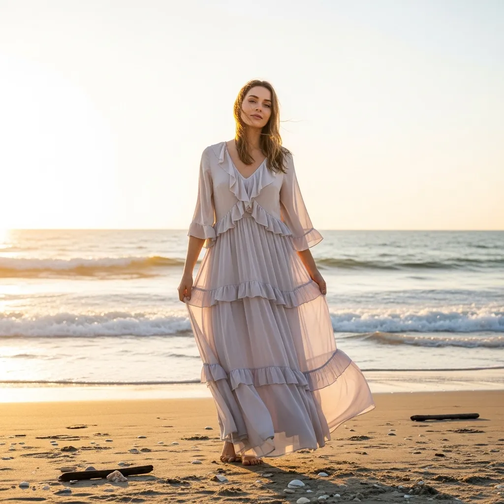 Tiered Ruffled Chiffon Maxi Dress