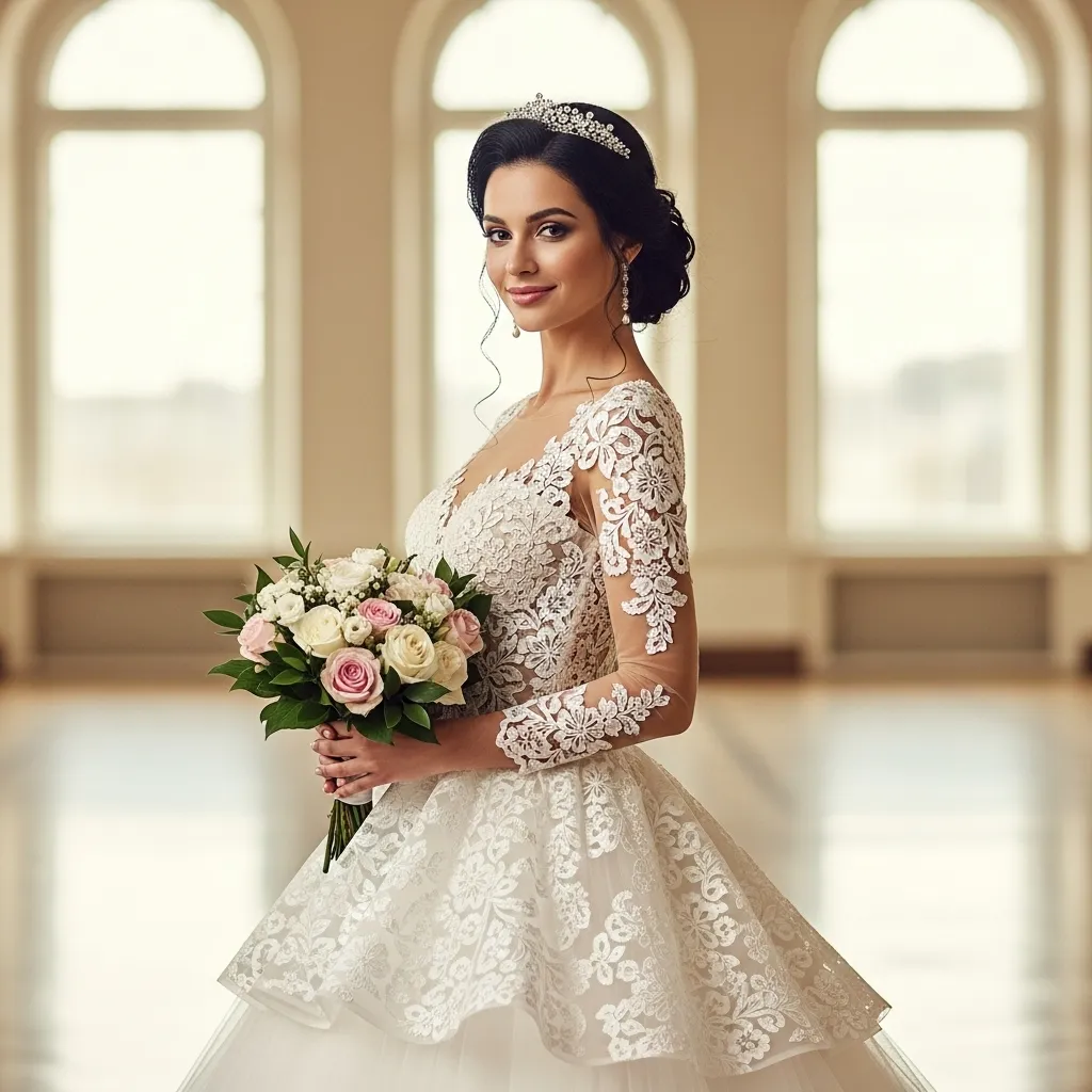 Tulle and Lace Overlay Ball Gown