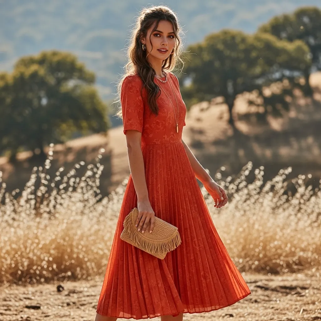 A-Line Pleated Midi Dress