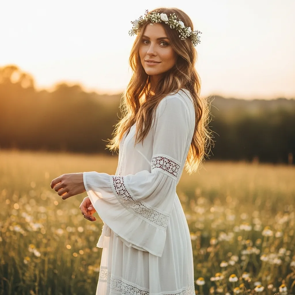 Bell-Sleeve Boho Dress