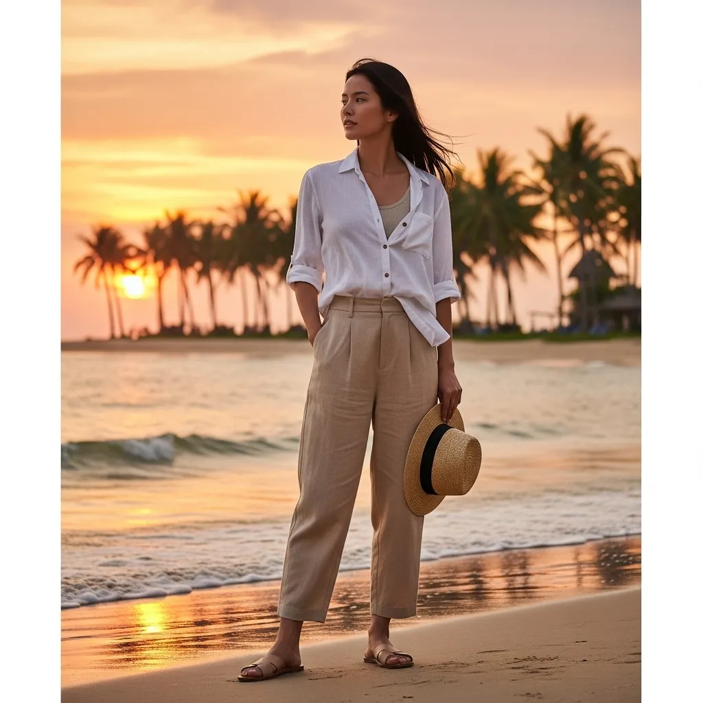 Button-Down Shirt with Linen Trousers