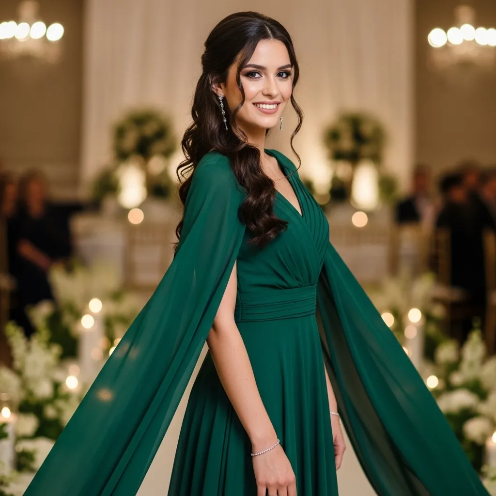 Cape-Style Formal Gown
