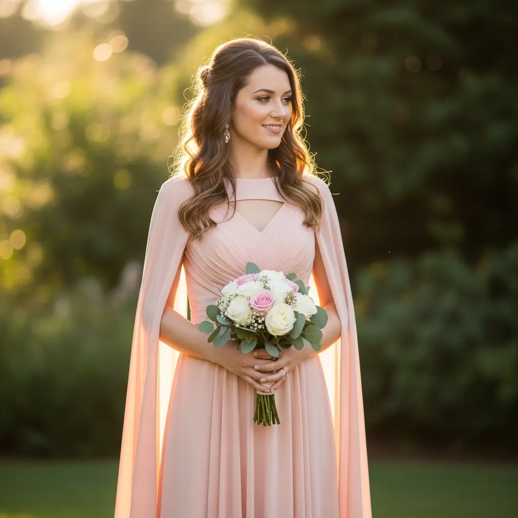 Cape-style Bridesmaid Gown