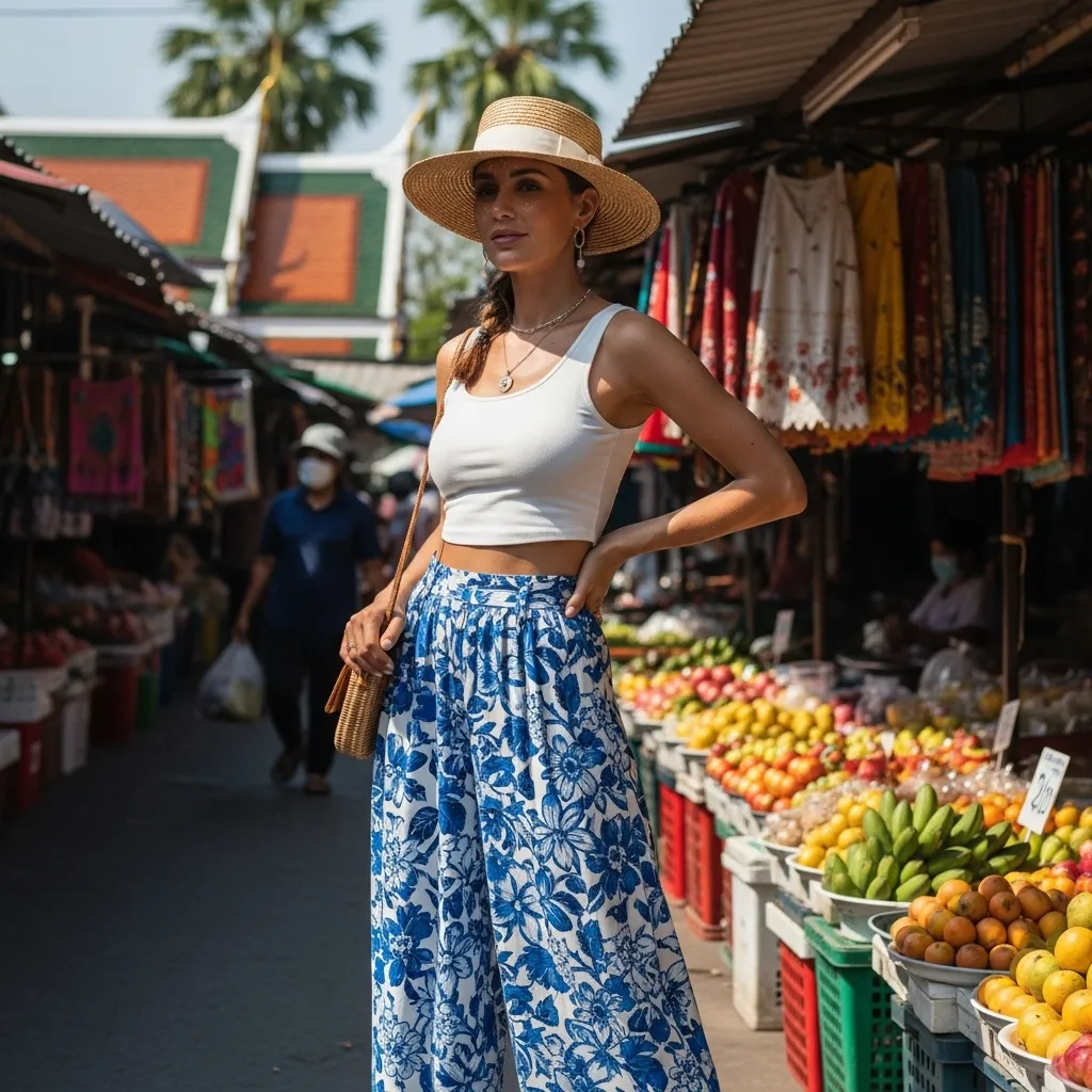 Crop Top with Loose Palazzo Pants