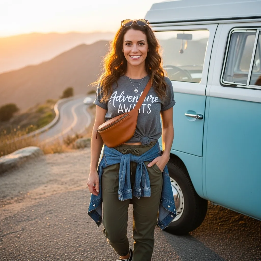 Graphic Tee with High-Waist Joggers