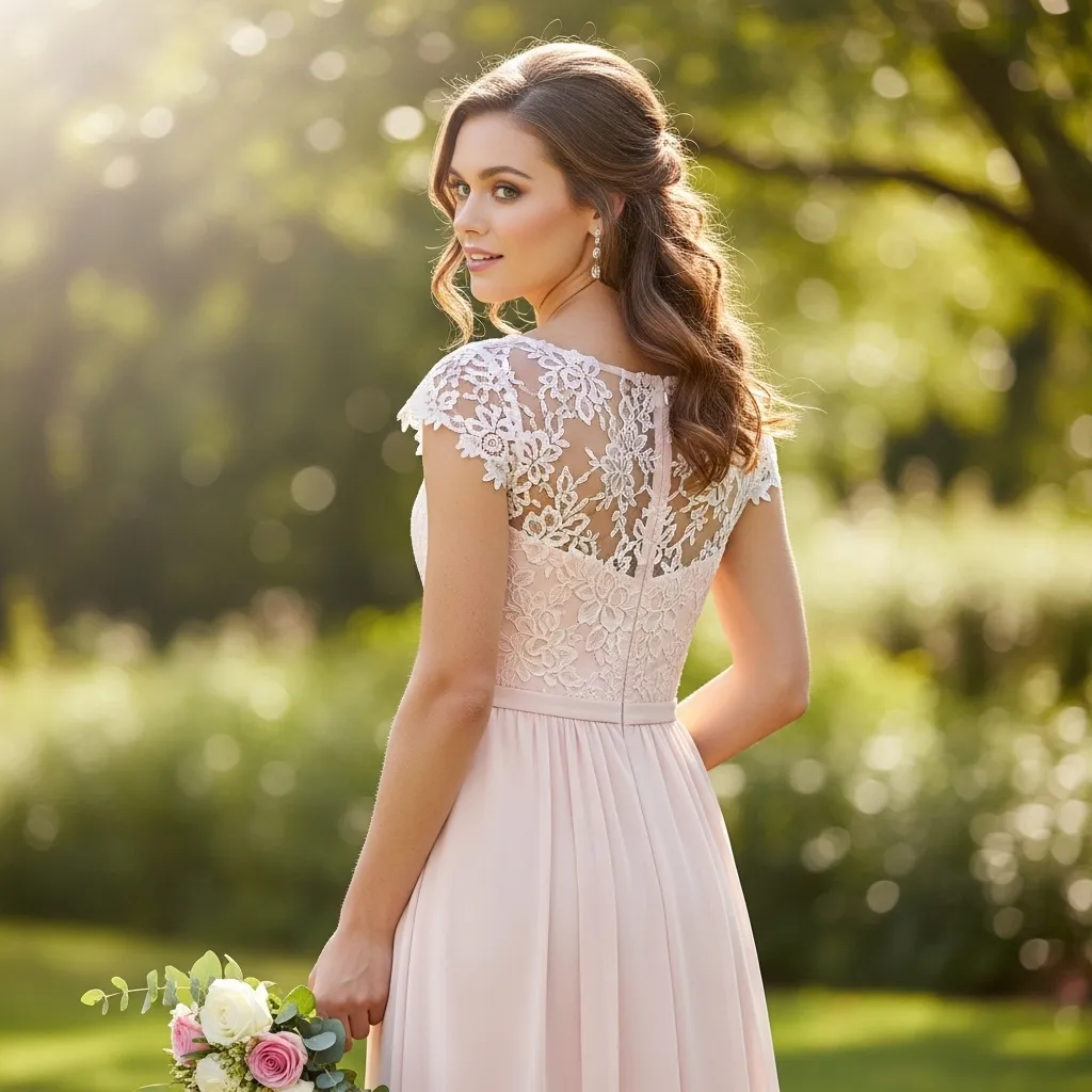 Lace Overlay Bridesmaid Gown