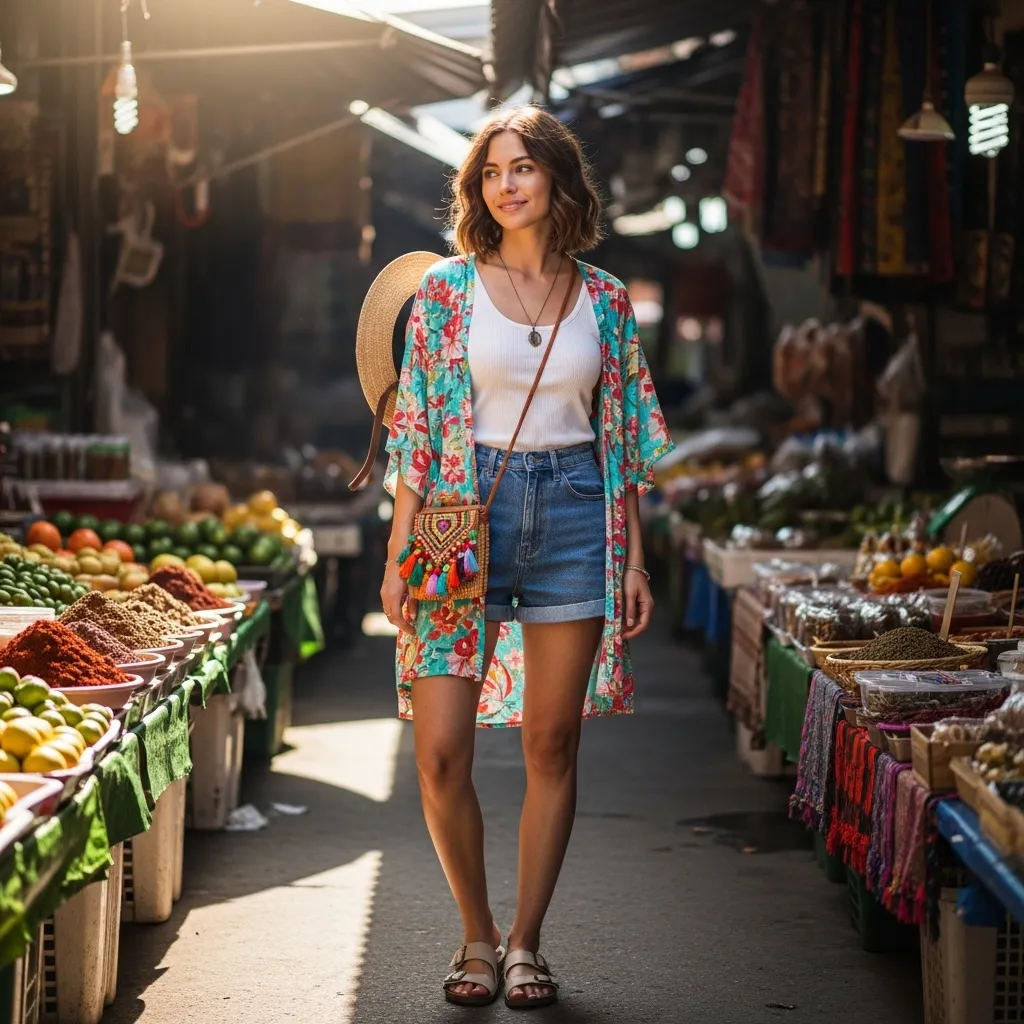 Lightweight Kimono over Shorts and Tank