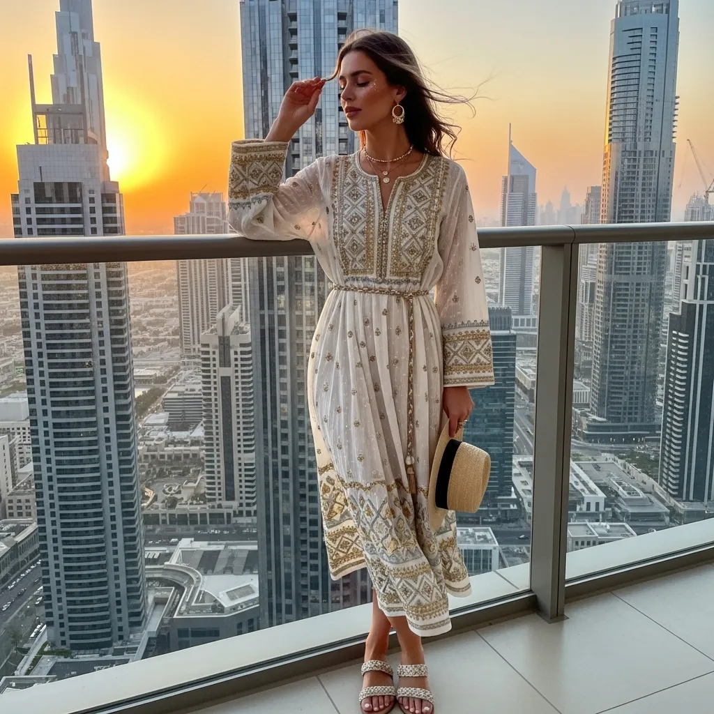 Long-Sleeve Embroidered Evening Gown