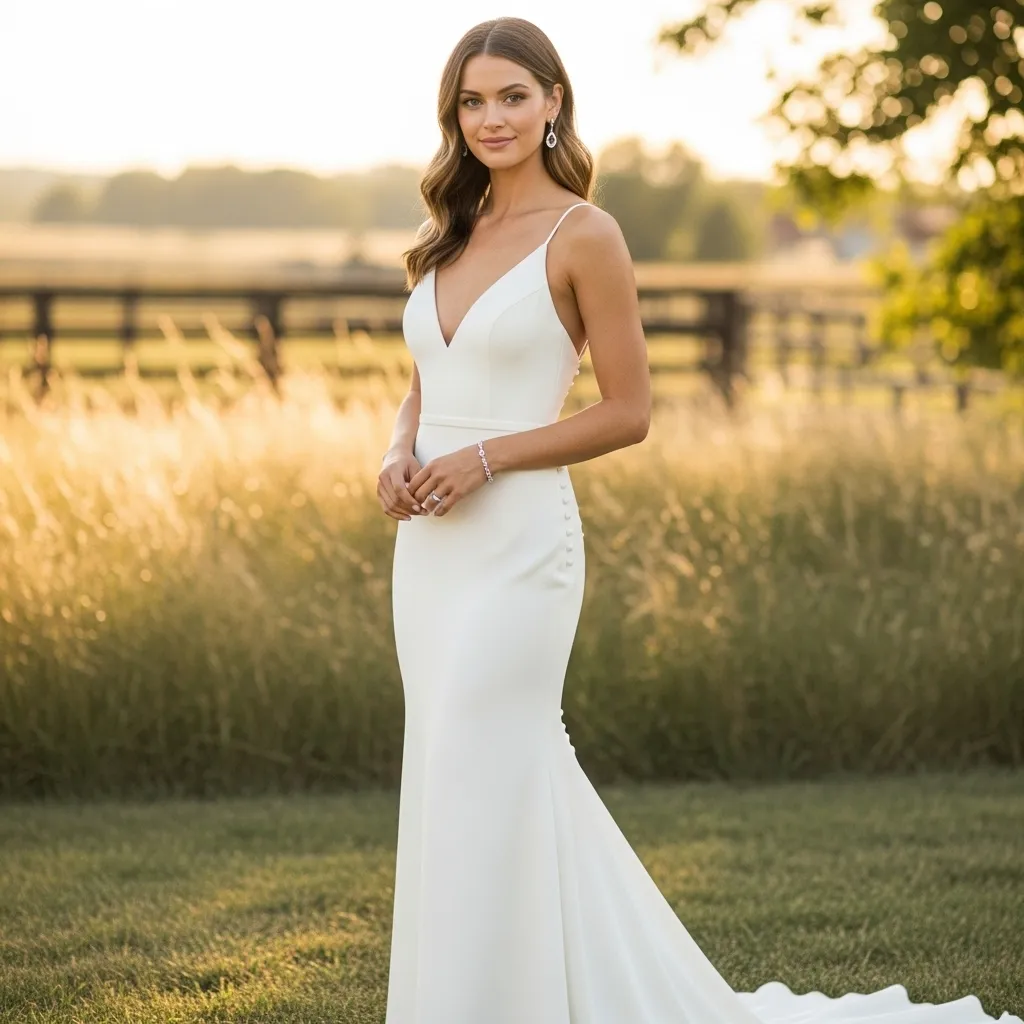 Modern Crepe Sheath Gown