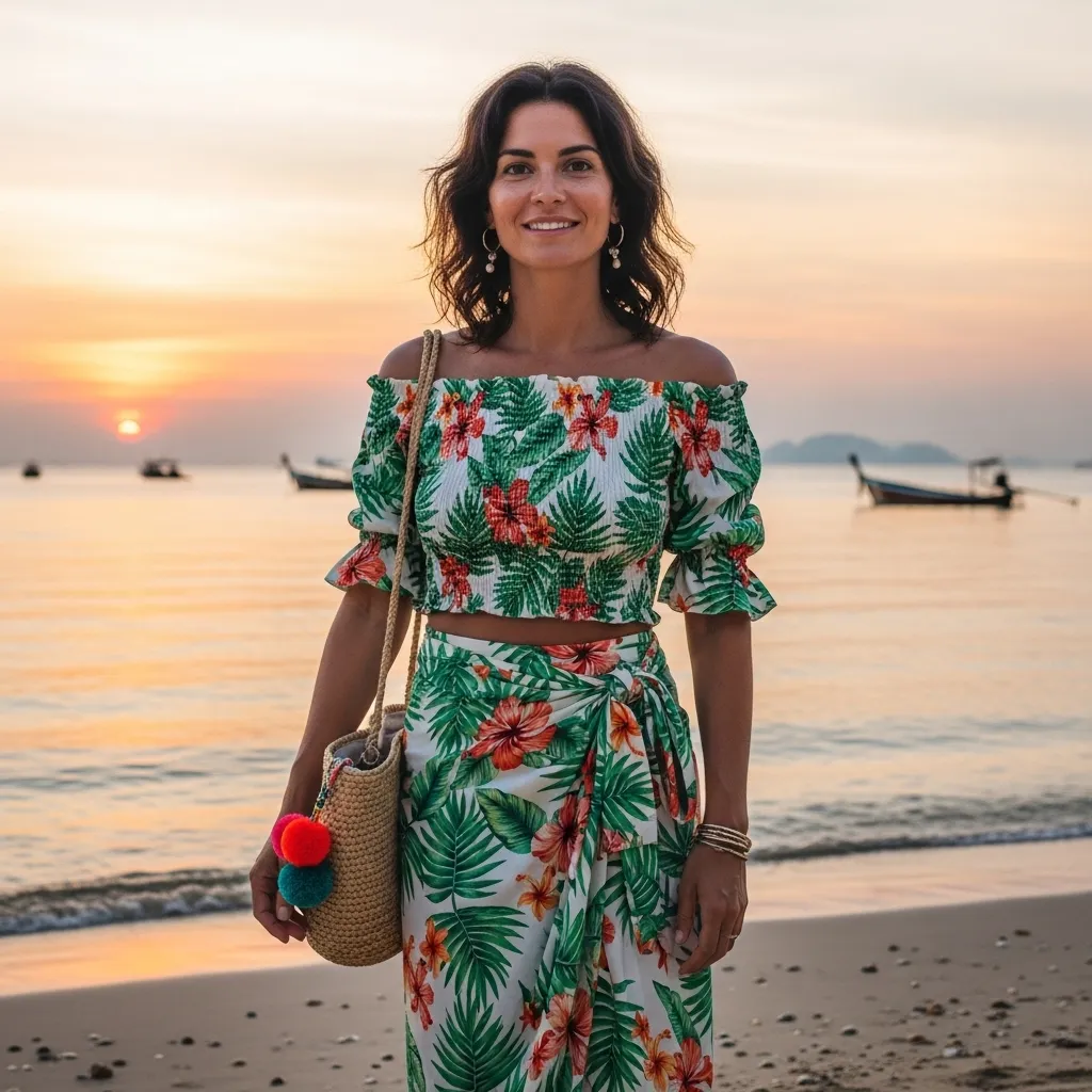 Off-Shoulder Top with a Wrap Skirt
