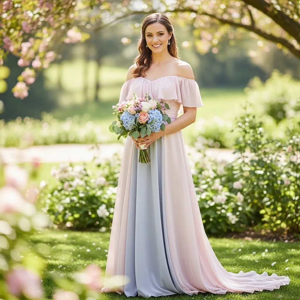 Off-the-shoulder Flowing Gown