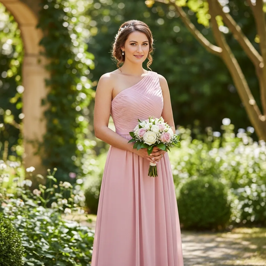 One-shoulder Elegant Bridesmaid Gown