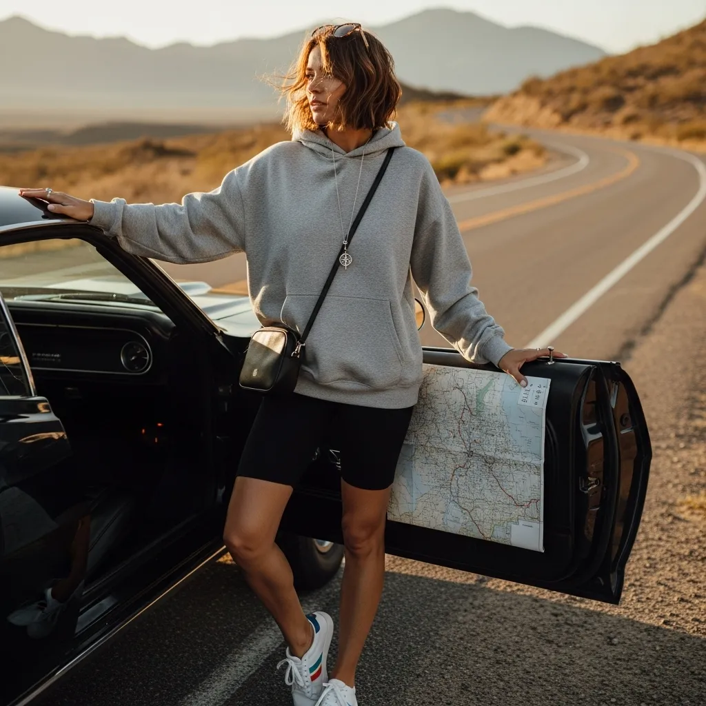 Oversized Hoodie with Biker Shorts