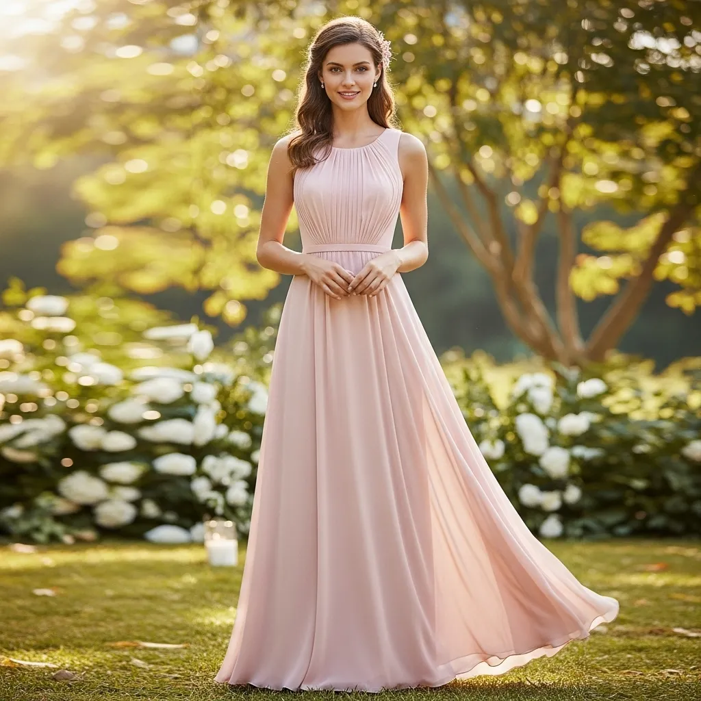 Pleated Chiffon Bridesmaid Dress