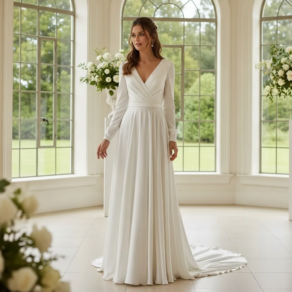 Satin Wrap Wedding Gown