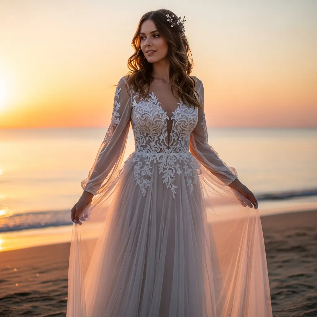 Soft Tulle Boho Wedding Dress