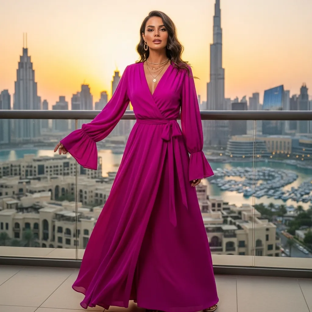 Wrap-Front Maxi Dress