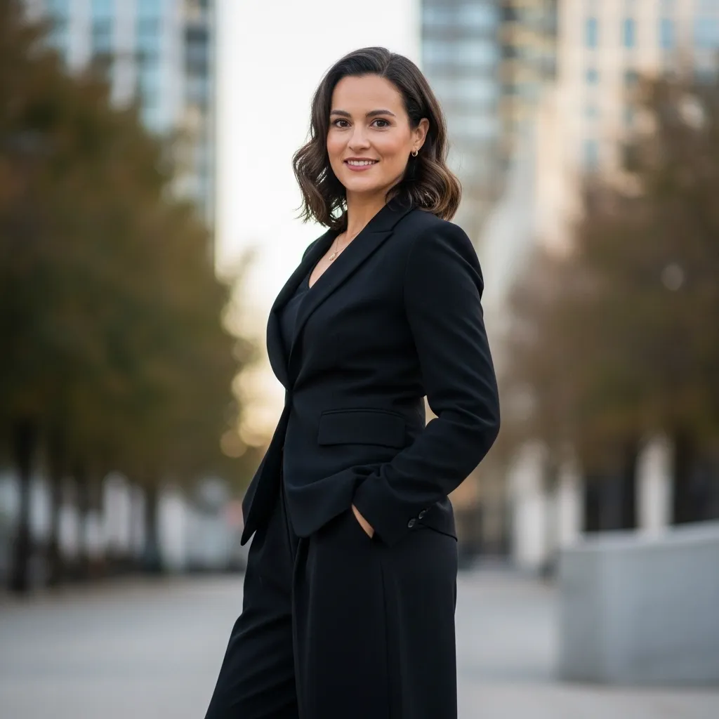 Black Blazer With Wide-Leg Trousers