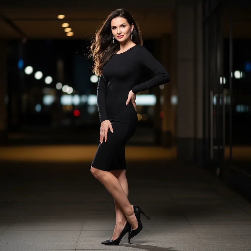 Black Bodycon Dress With Stiletto Heels